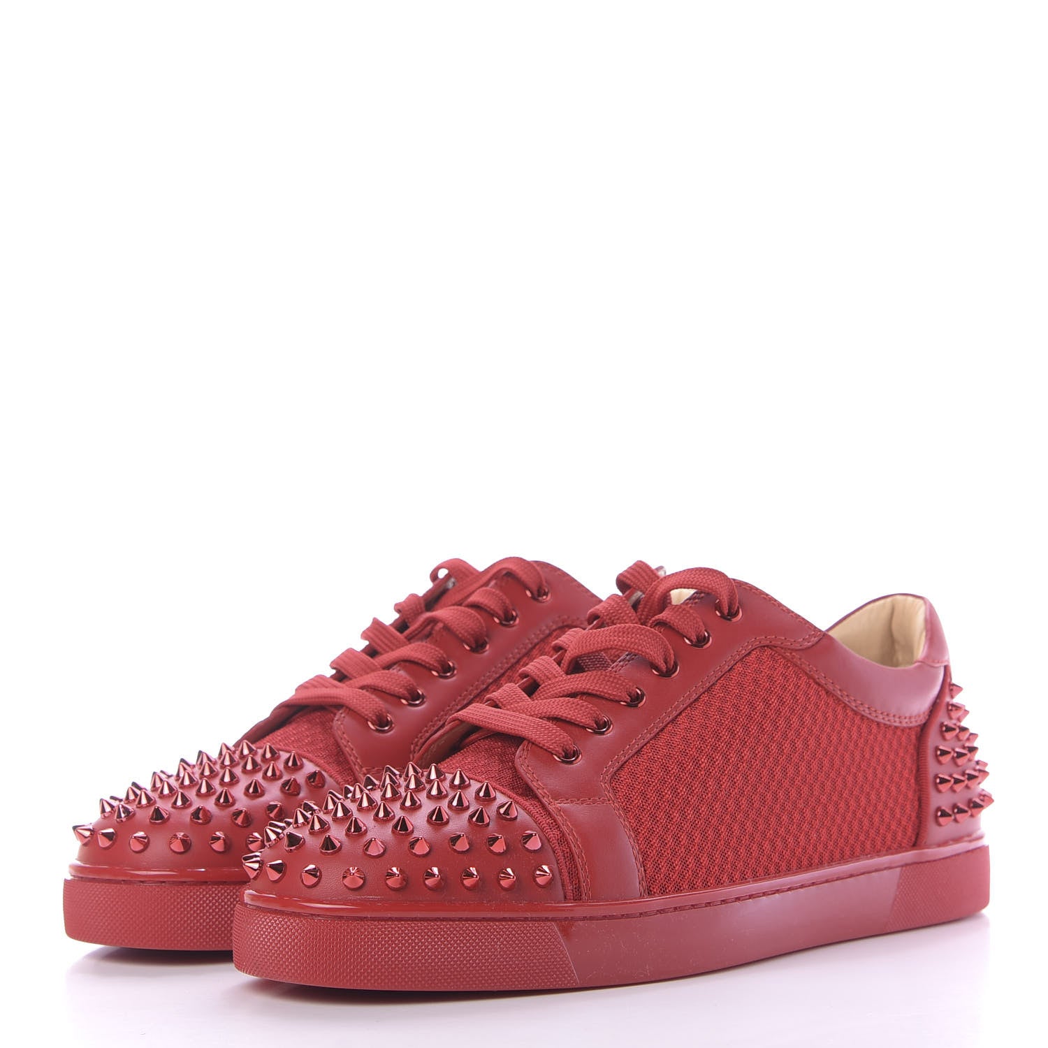 Christian Louboutin Calfskin Mesh Mens Seavaste 2 Flat Sneakers 44 Loubi Red 3 of 12