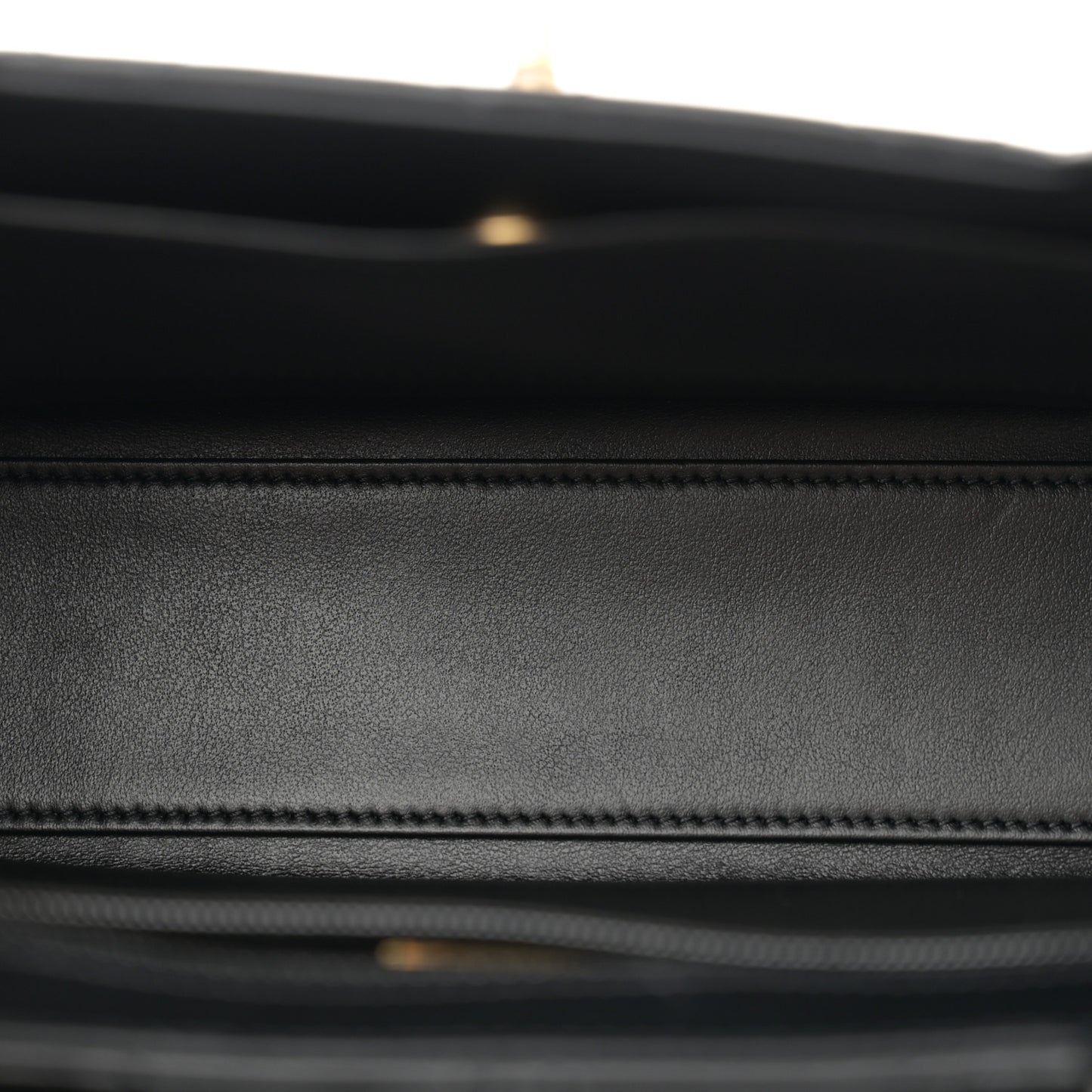 Shiny Aged Calfskin Quilted Nano Kelly Shopper Black