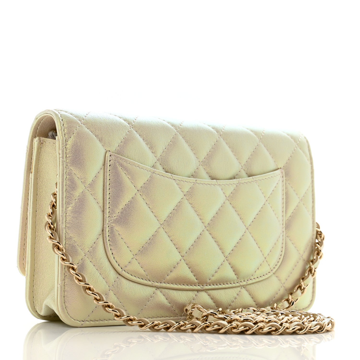 Chanel Iridescent Lambskin Quilted Wallet On Chain WOC Ivory 3 of 14