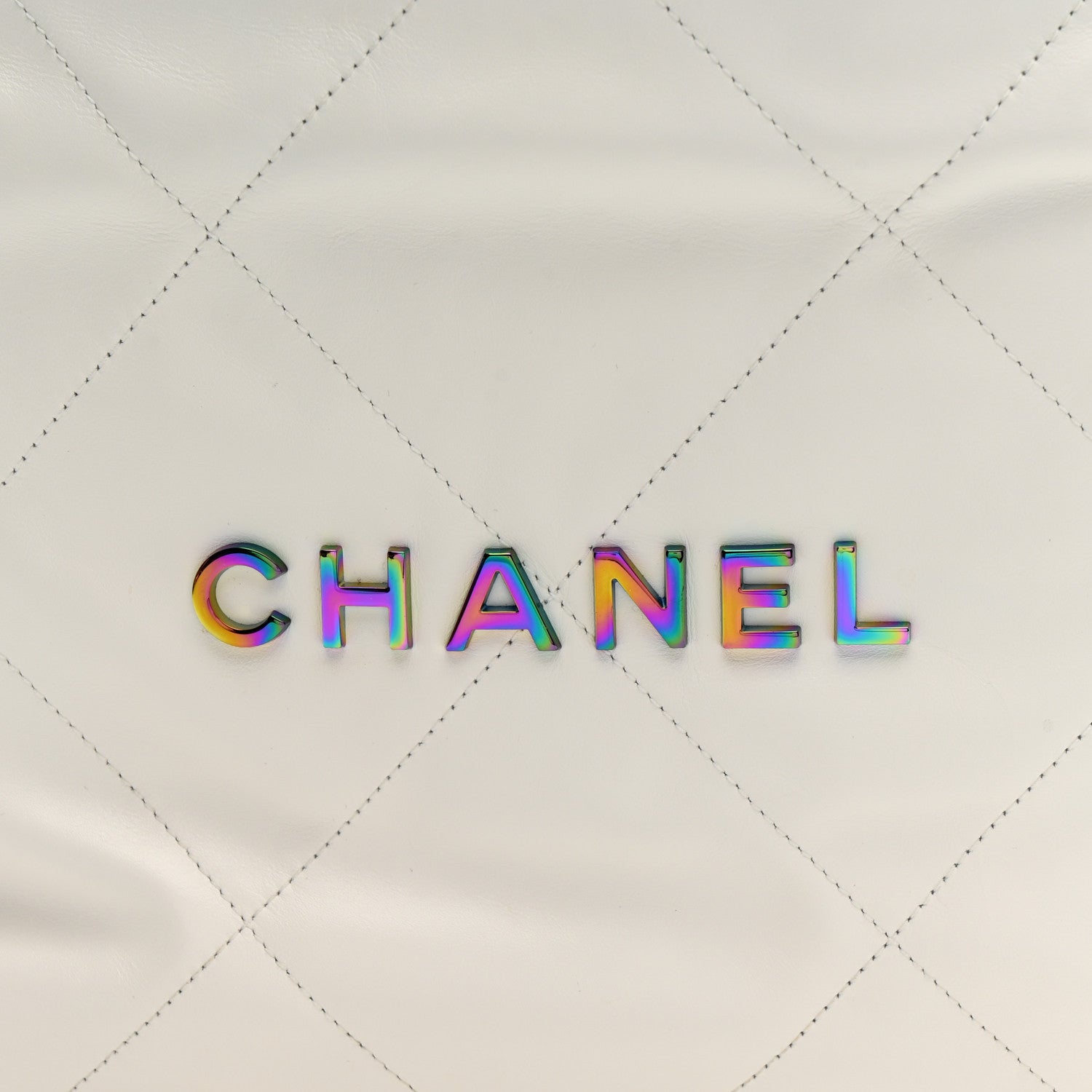Chanel Shiny Calfskin Quilted Small Rainbow Chanel 22 White 9 of 11