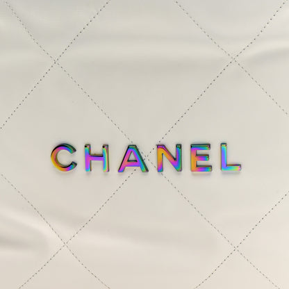 Chanel Shiny Calfskin Quilted Small Rainbow Chanel 22 White 9 of 11