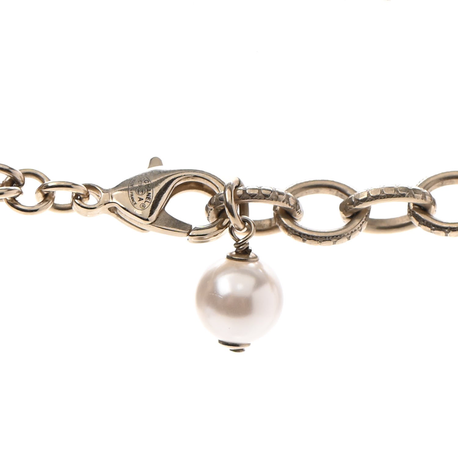 Chanel Pearl Crystal Nefertiti CC Long Necklace Gold 5 of 7