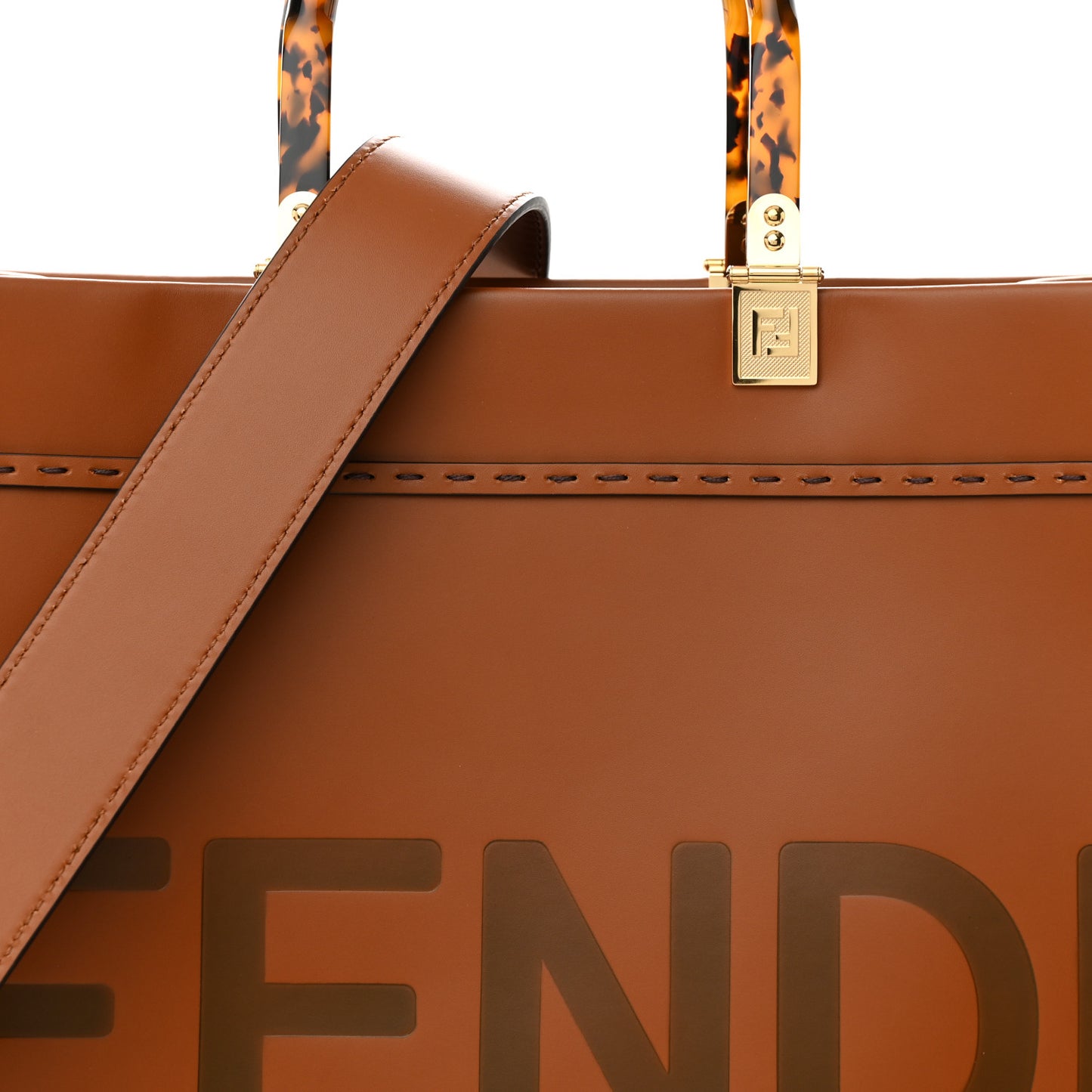 Vitello King Plexiglass Medium Fendi Sunshine Shopper Tote Cuoio