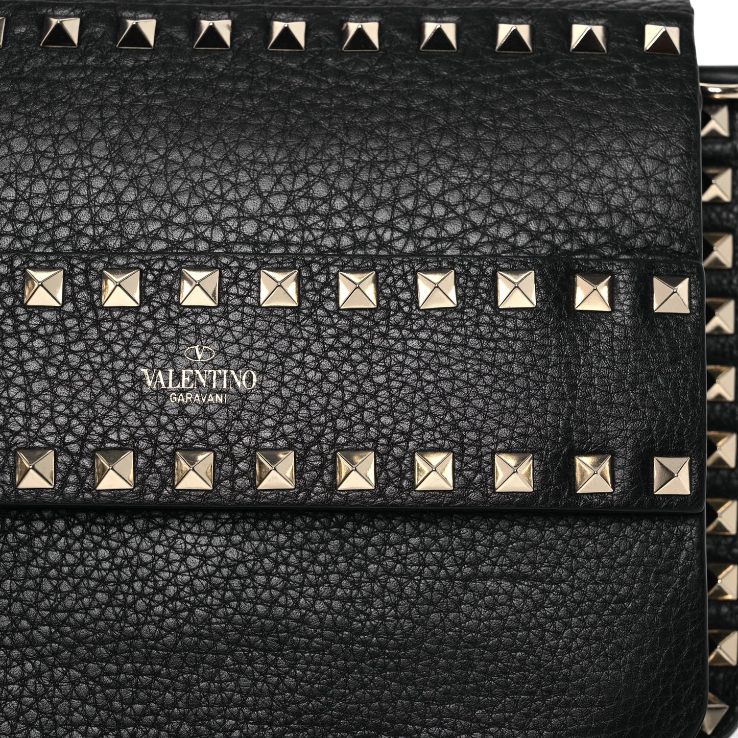 Vitello Rockstud Side Slip Crossbody Black