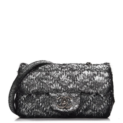 Chanel Metallic Pony Hair Quilted Extra Mini Flap Dark Silver 1 of 7
