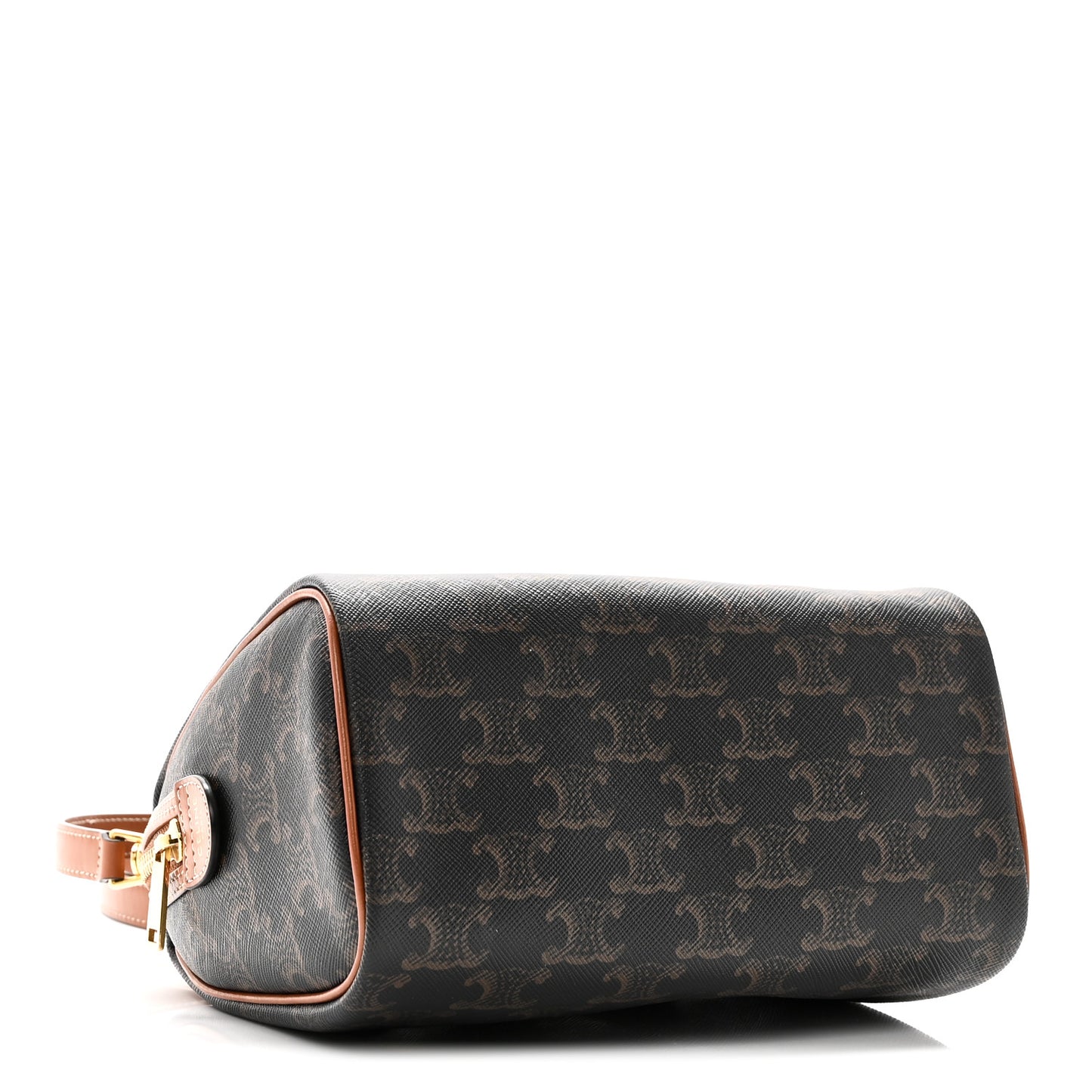 Triomphe Canvas Calfskin Small Boston Bag Tan