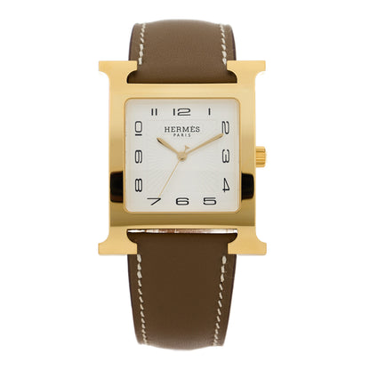Hermes Stainless Steel Swift 30.5mm Heure H Hour Quartz Watch Etoupe 1 of 5