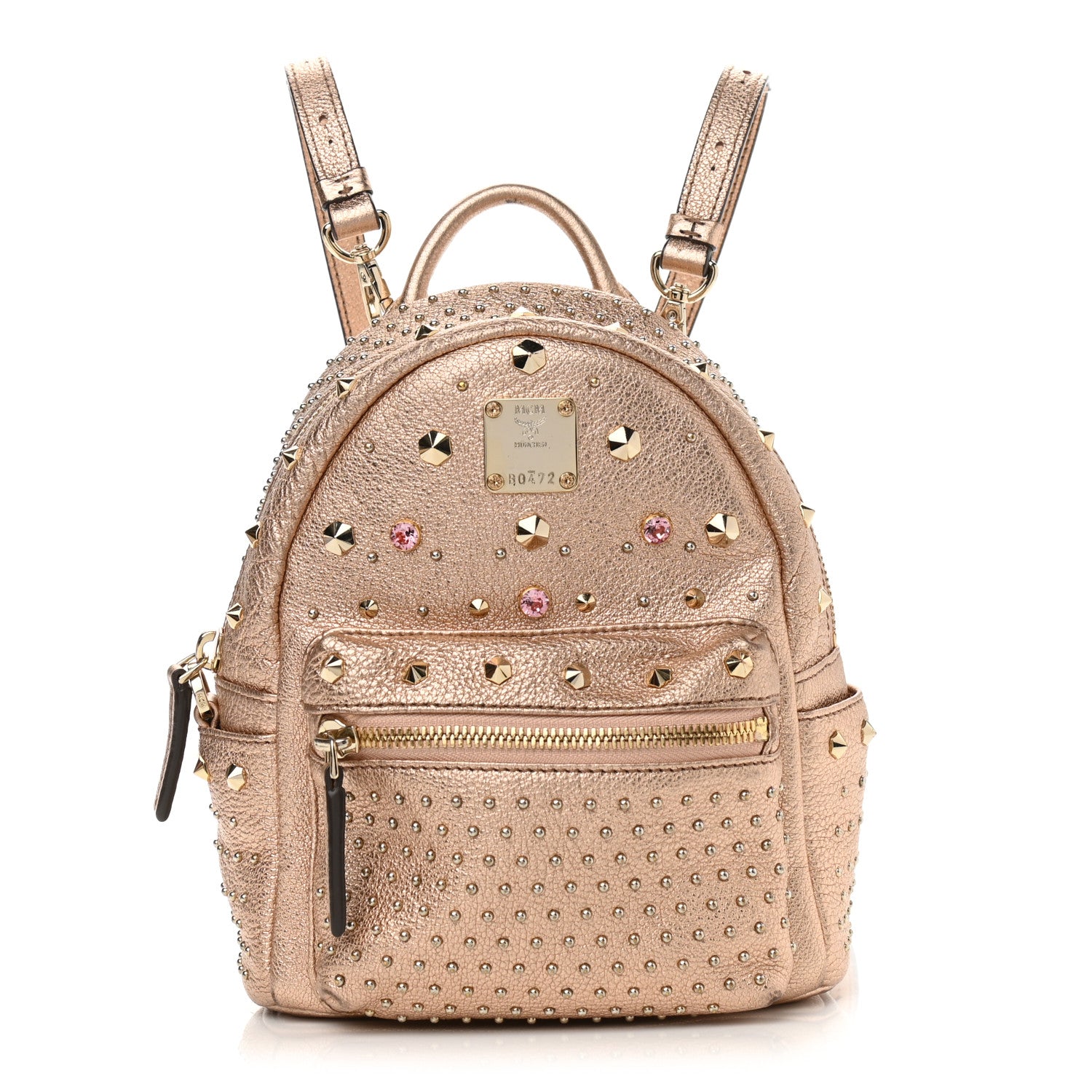 MCM Metallic Calfskin Stud X-Mini Stark Bebe Boo Backpack Champagne Gold 1 of 12