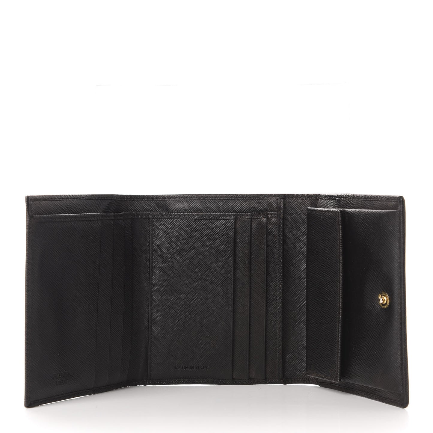 Saffiano Metal Tri-Fold Wallet Black