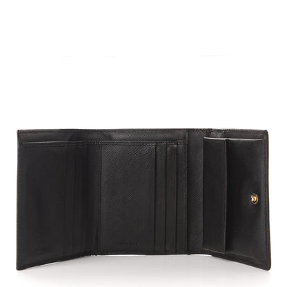 Prada Saffiano Metal Tri-Fold Wallet Black 5 of 8