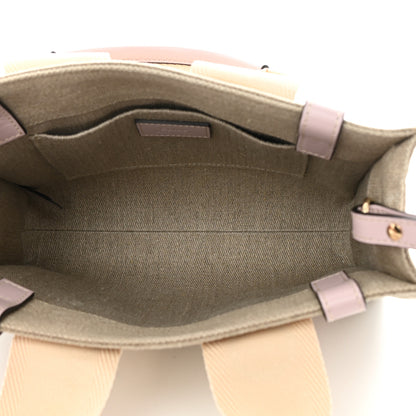 Chloe Linen Calfskin Small Woody Ribbon Tote With Strap White Pink 5 of 11