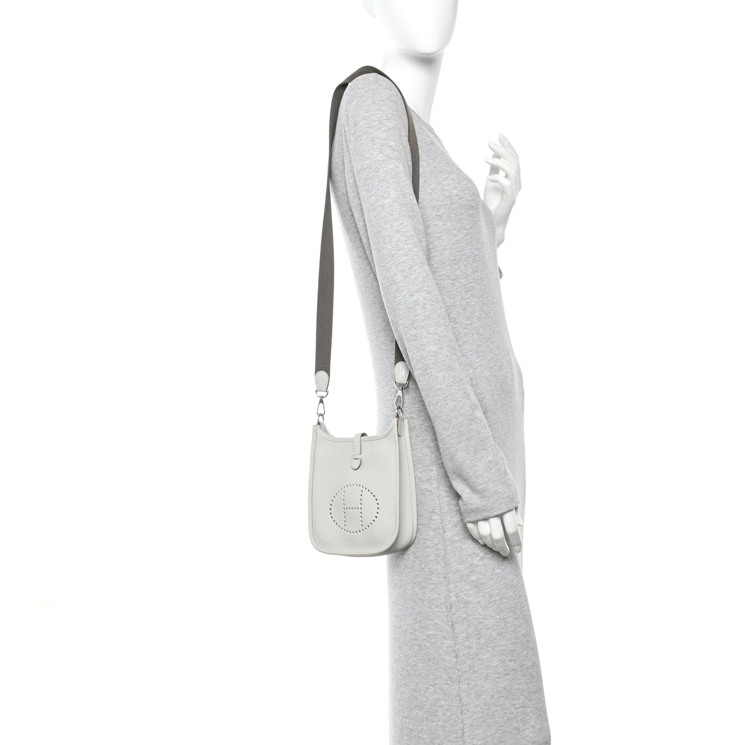 Hermes Taurillon Clemence Amazone Evelyne TPM Gris Perle Etain 2 of 11