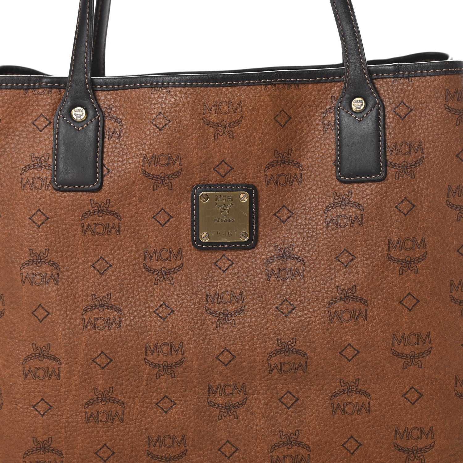 MCM Visetos Shopper Tote Cognac 8 of 18