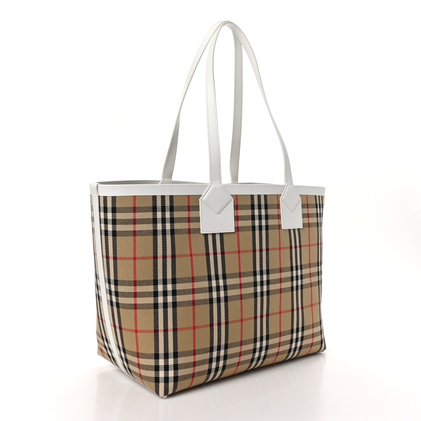 Cotton Vintage Check Medium London Tote Bag White
