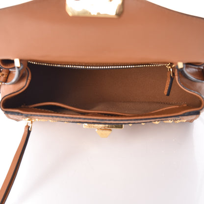 MCM Visetos Swarovski Crystal Studded Satchel Cognac 5 of 9
