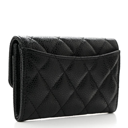 Chanel Caviar Quilted Flap Card Holder Wallet Black 3 of 9