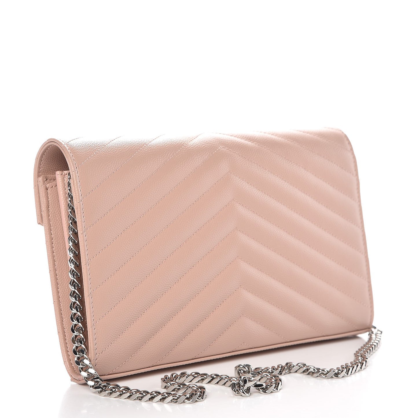 Grain De Poudre Matelasse Chevron Monogram Chain Wallet Pale Pink