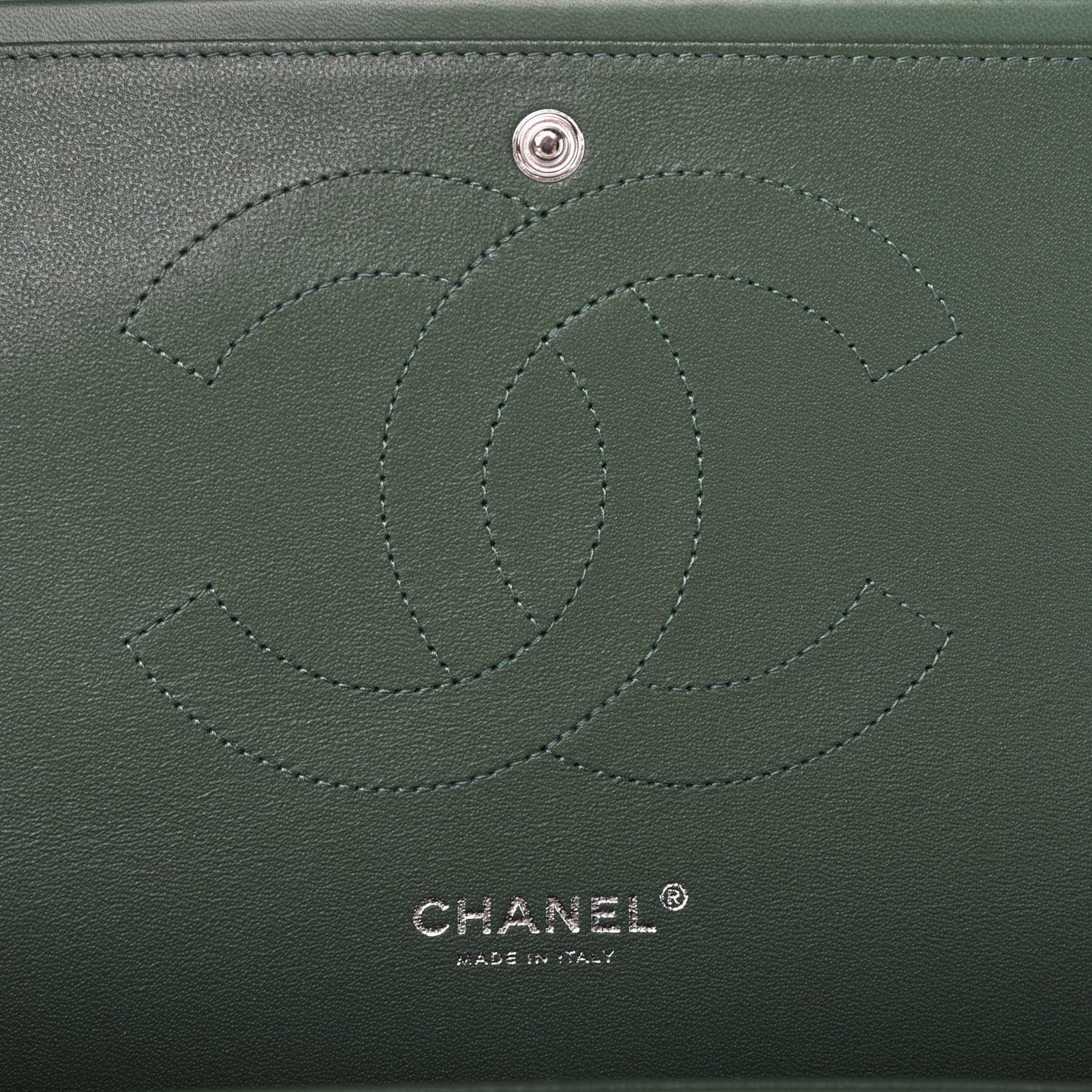 Lambskin Quilted Jumbo Double Flap Green