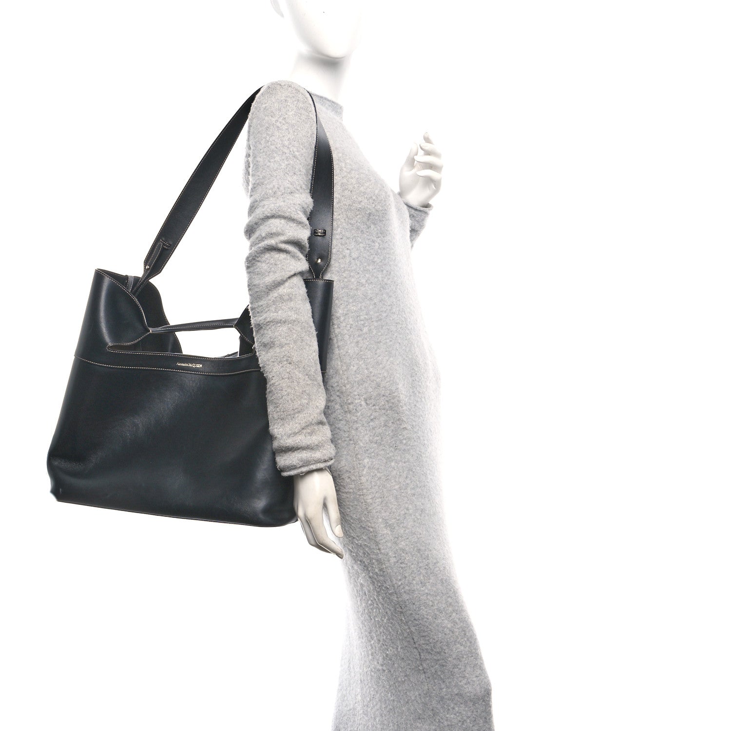 Alexander McQueen Calfskin Large The Bow Bag Black 2 of 10