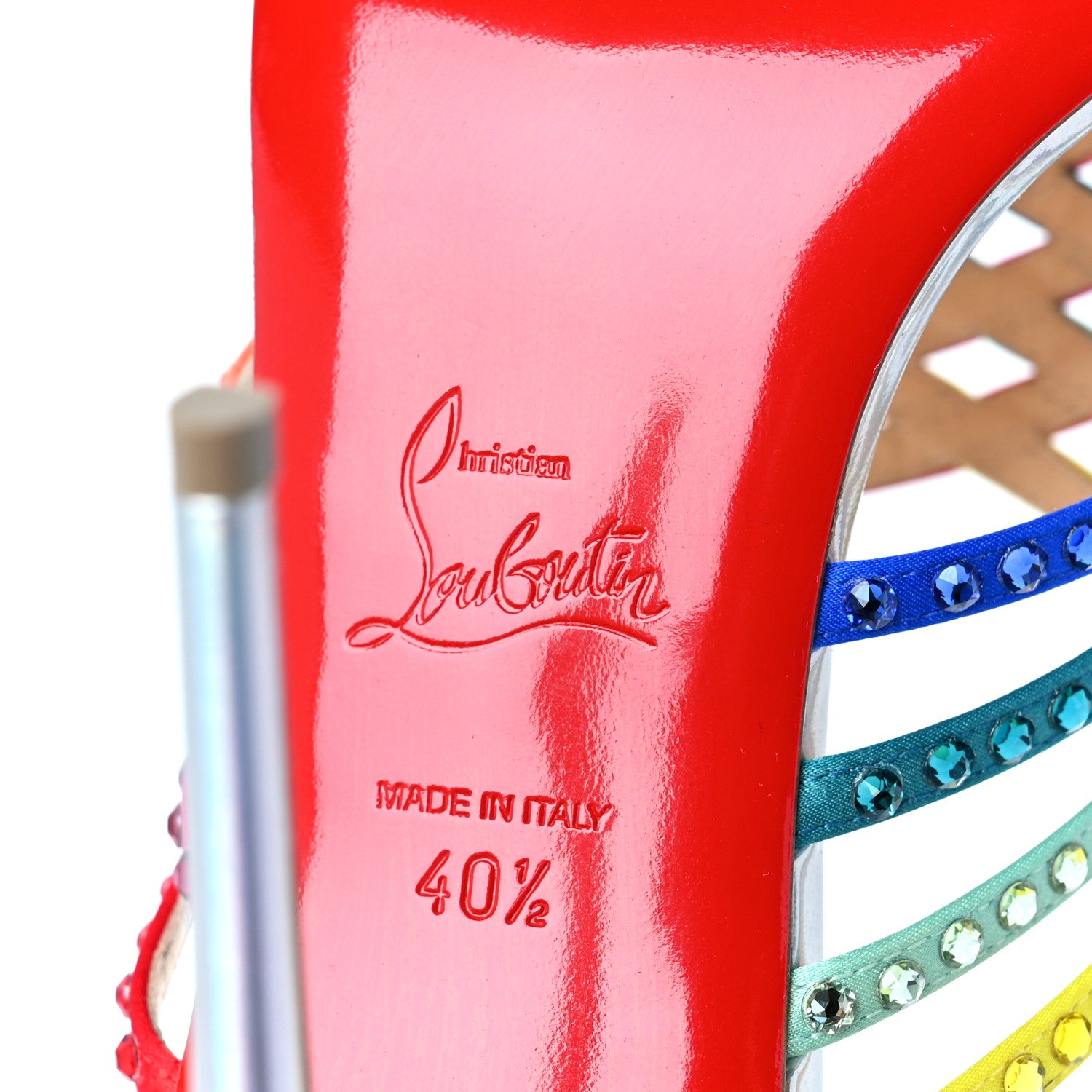 Christian Louboutin Specchio Calfskin Crystal Marthastrass 100 Slide Sandals 40.5 Silver Multicolor 6 of 7