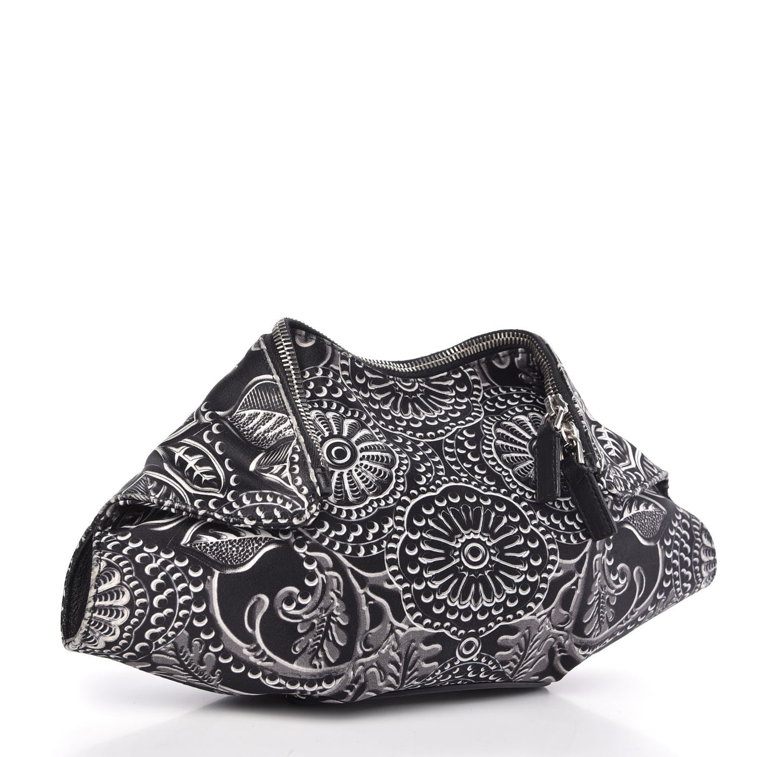 Alexander McQueen Silk Floral De Manta Clutch Black Silver 3 of 11