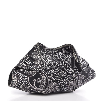 Alexander McQueen Silk Floral De Manta Clutch Black Silver 3 of 11