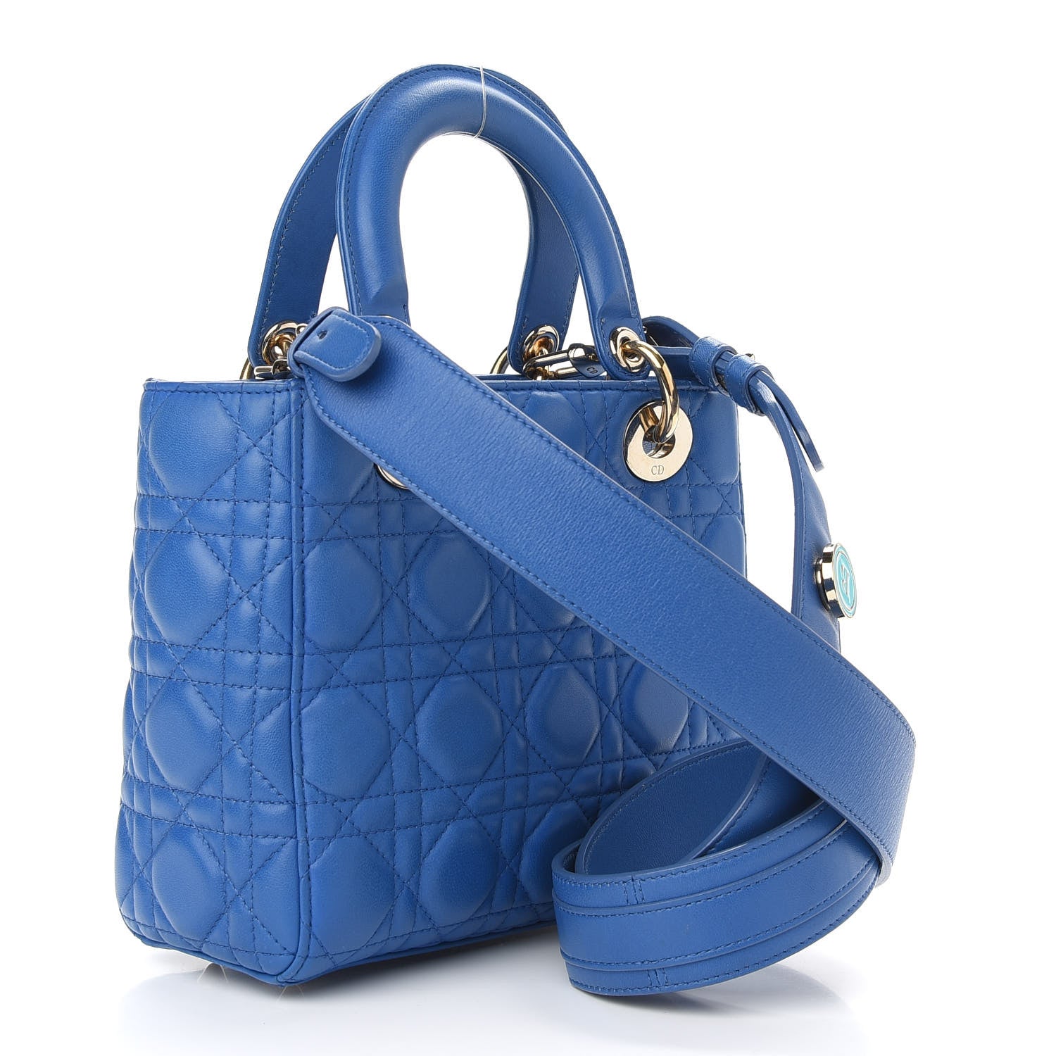 Christian Dior Lambskin Cannage Small Lucky Badges My Lady Dior Blue 3 of 8
