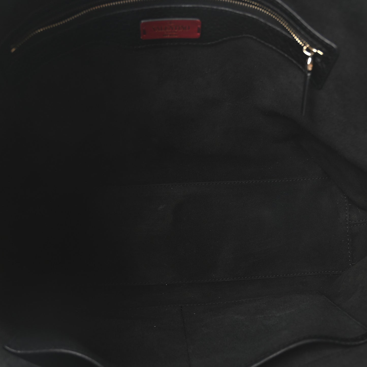 Grained Calfskin Rockstud Shoulder Tote Black
