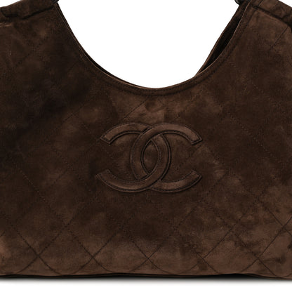 Chanel Suede Quilted Neo Cabas Small Shopping Tote Dark Brown 9 of 11