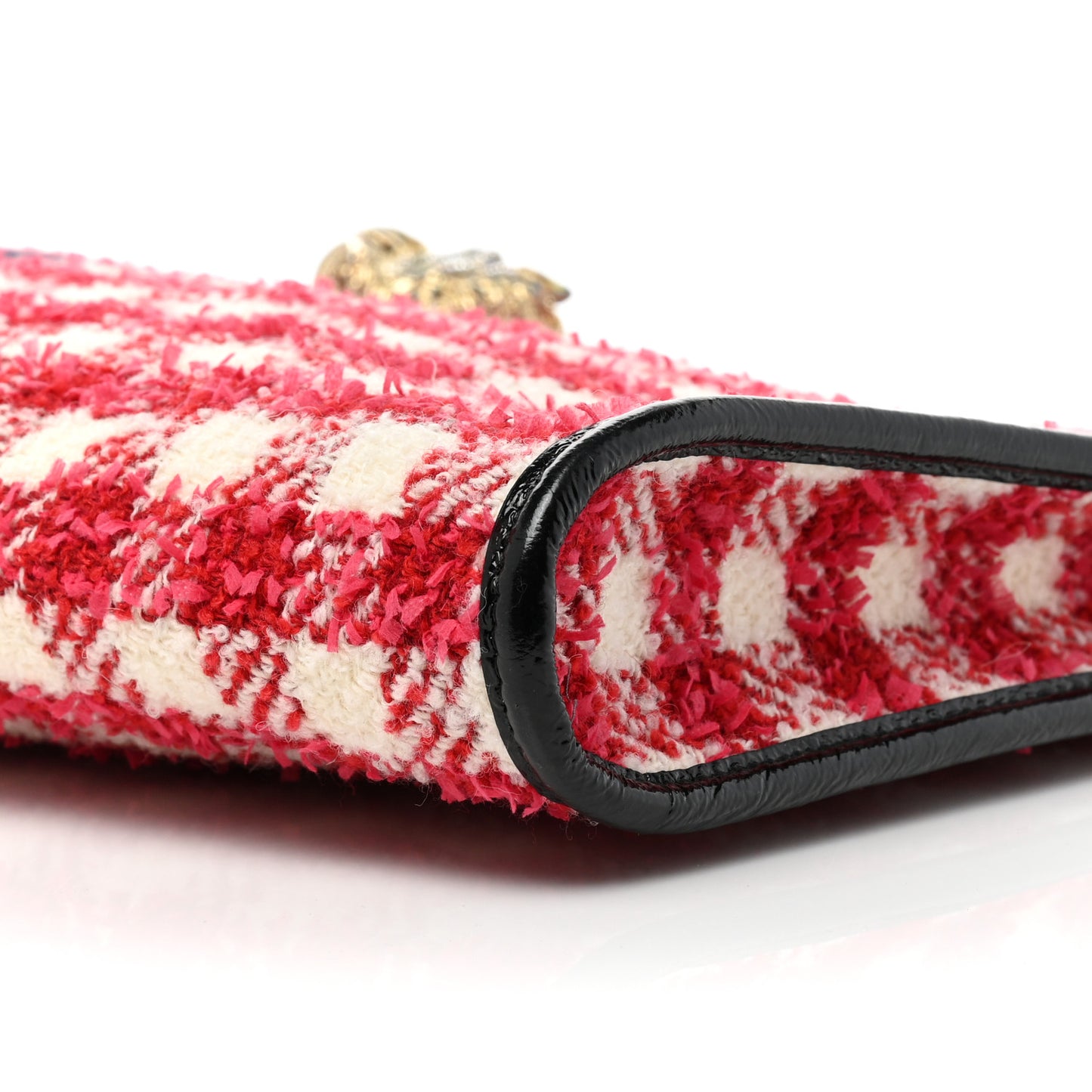 Tweed Check Large Rajah Chain Tote Black Red