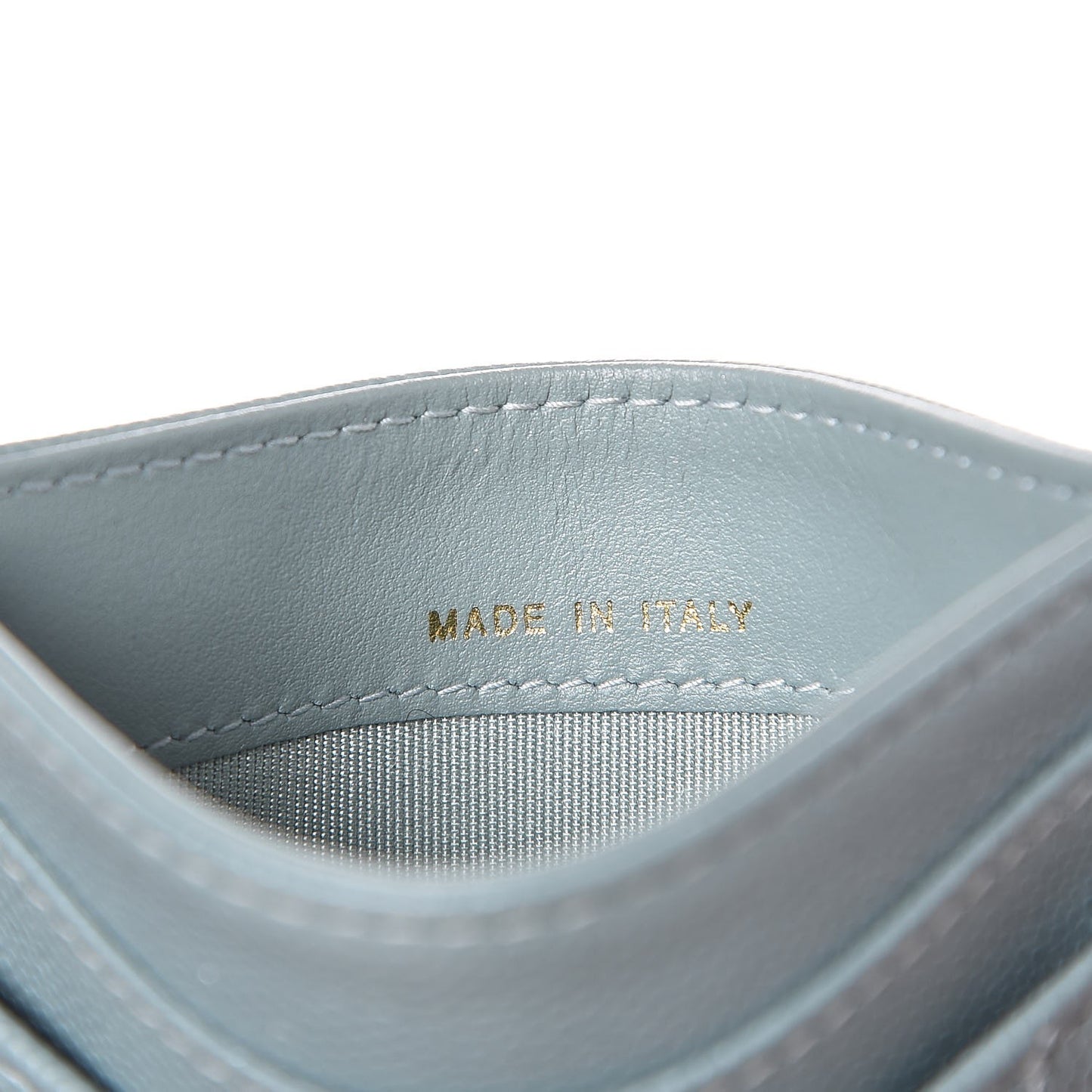 Iridescent Caviar Quilted Card Holder Light Blue