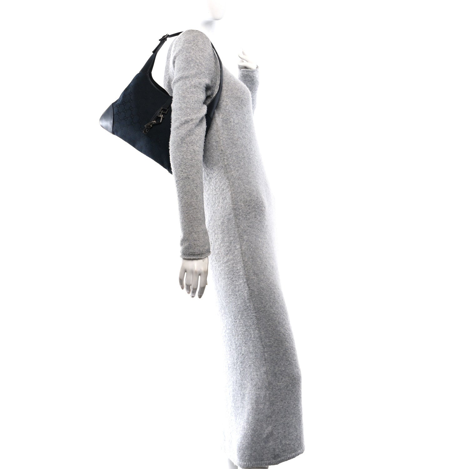 Gucci Monogram Lobster Clasp Jackie O Hobo Black 2 of 10