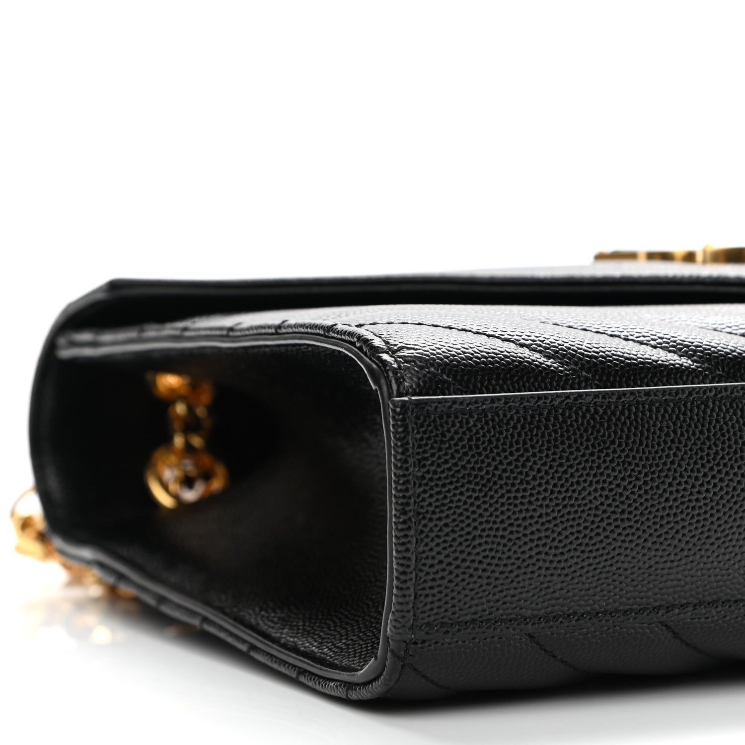 Saint Laurent Grain De Poudre Matelasse Chevron Medium Monogram Satchel Black 9 of 11