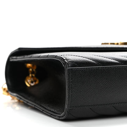 Saint Laurent Grain De Poudre Matelasse Chevron Medium Monogram Satchel Black 9 of 11