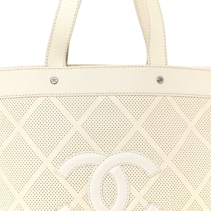 Chanel Goatskin Perforated Large CC Tote White 8 of 16