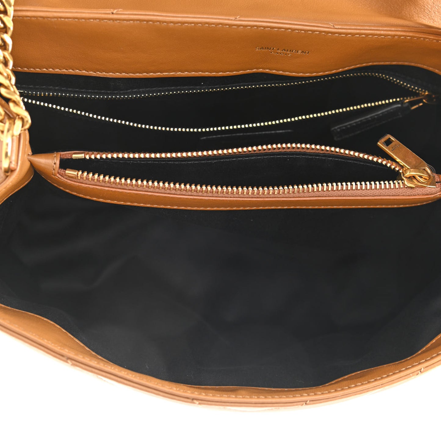 Calfskin Y Quilted Monogram Medium Loulou Chain Satchel Dark Natural