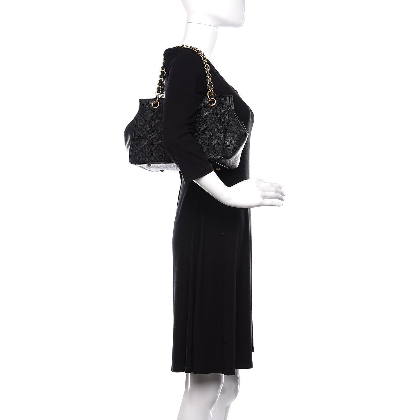 Caviar Quilted Petit Timeless Tote PTT Black