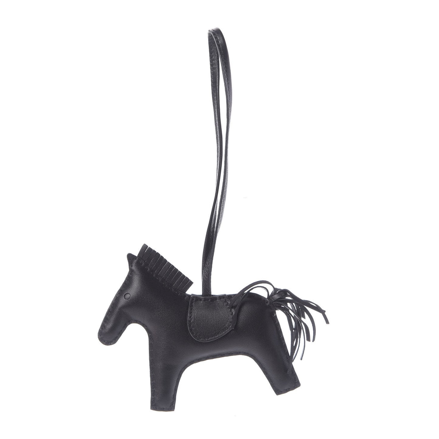 Milo Lambskin Grigri Rodeo Horse Bag Charm MM So Black