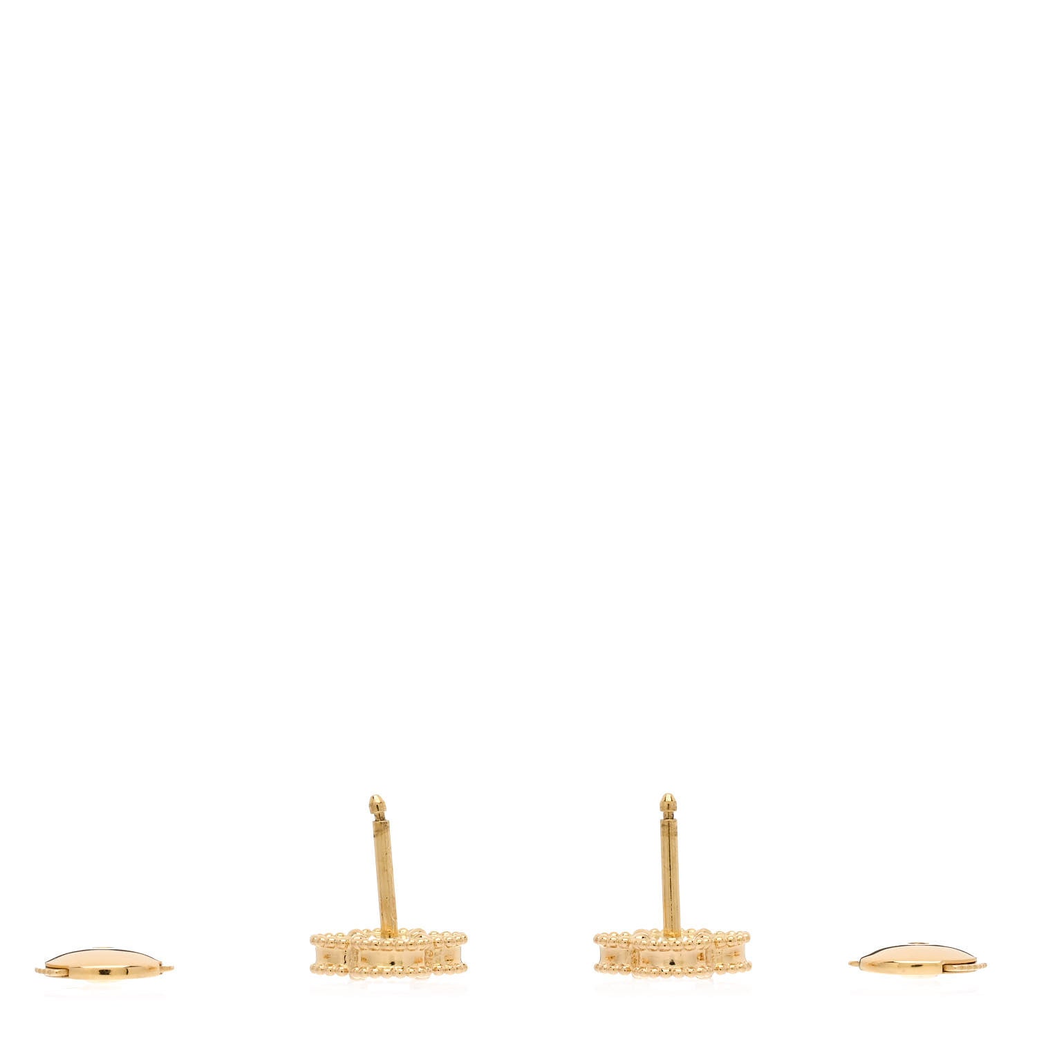 Van Cleef & Arpels 18K Yellow Gold Mother of Pearl Sweet Alhambra Earrings 3 of 5