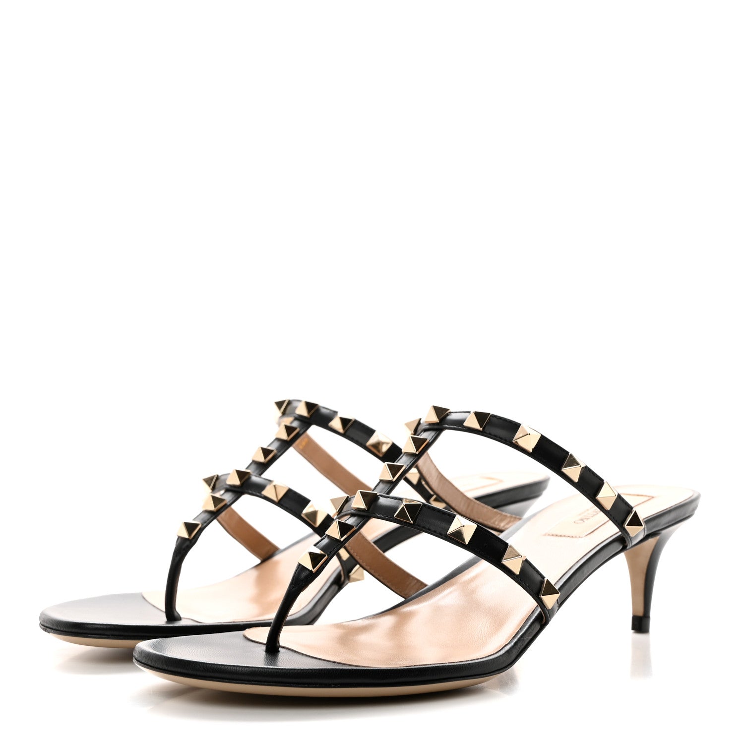 Valentino Garavani Calfskin Rockstud 50mm Flip Flop Thong Sandals 38 Black 3 of 9