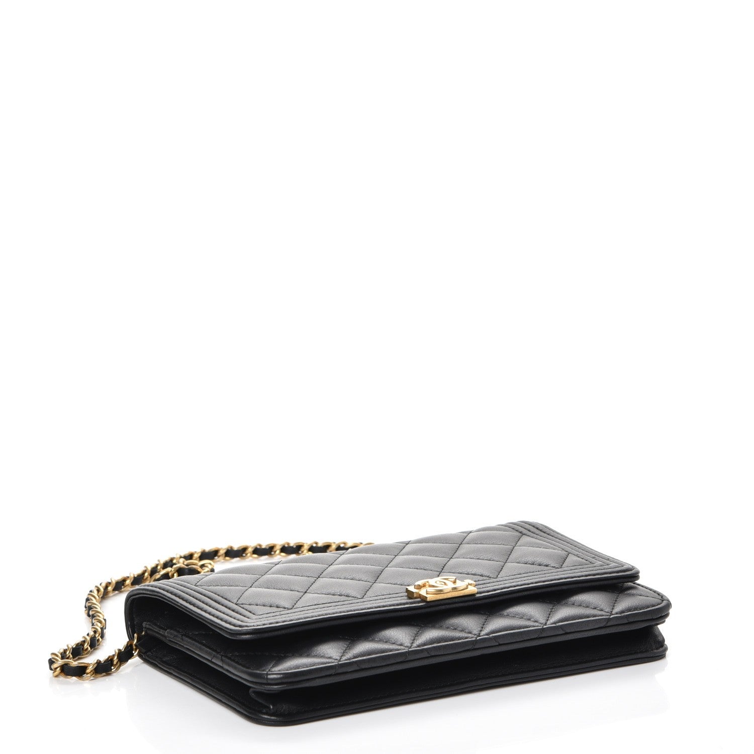 Chanel Calfskin Quilted Boy Wallet On Chain WOC Black 4 of 10