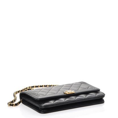 Chanel Calfskin Quilted Boy Wallet On Chain WOC Black 4 of 10