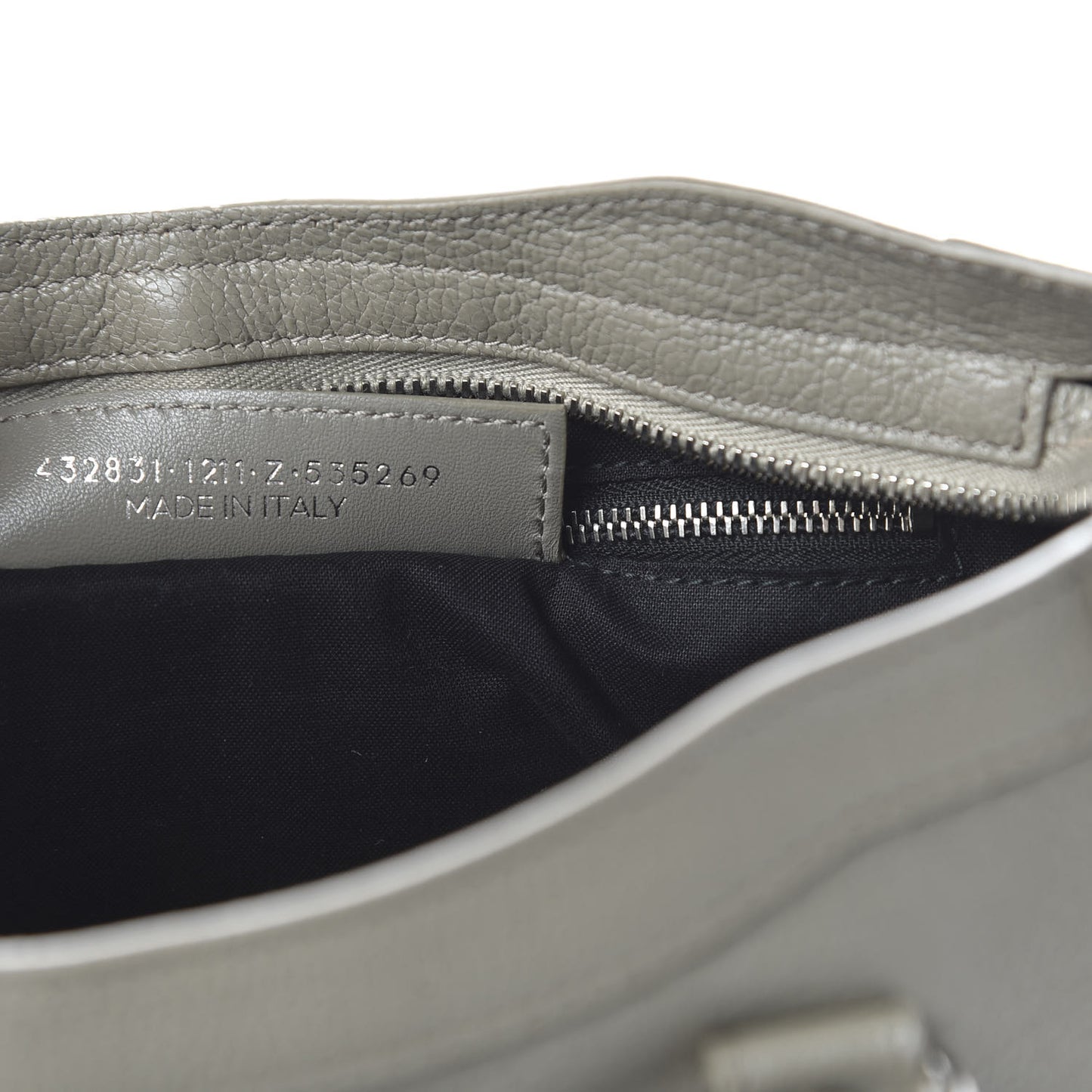 Chevre Silver Metallic Edge Hardware City Gris Taupe