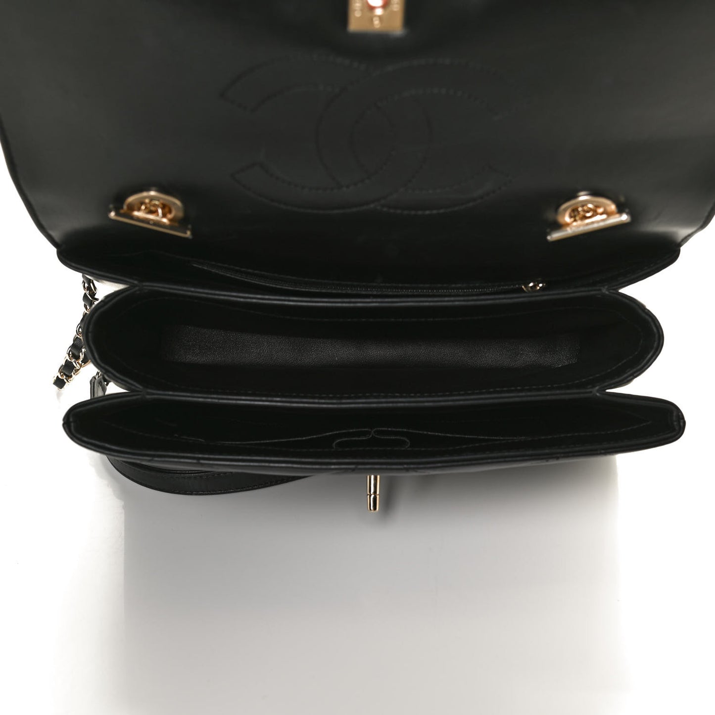 Lambskin Quilted Medium Trendy CC Flap Dual Handle Bag Black