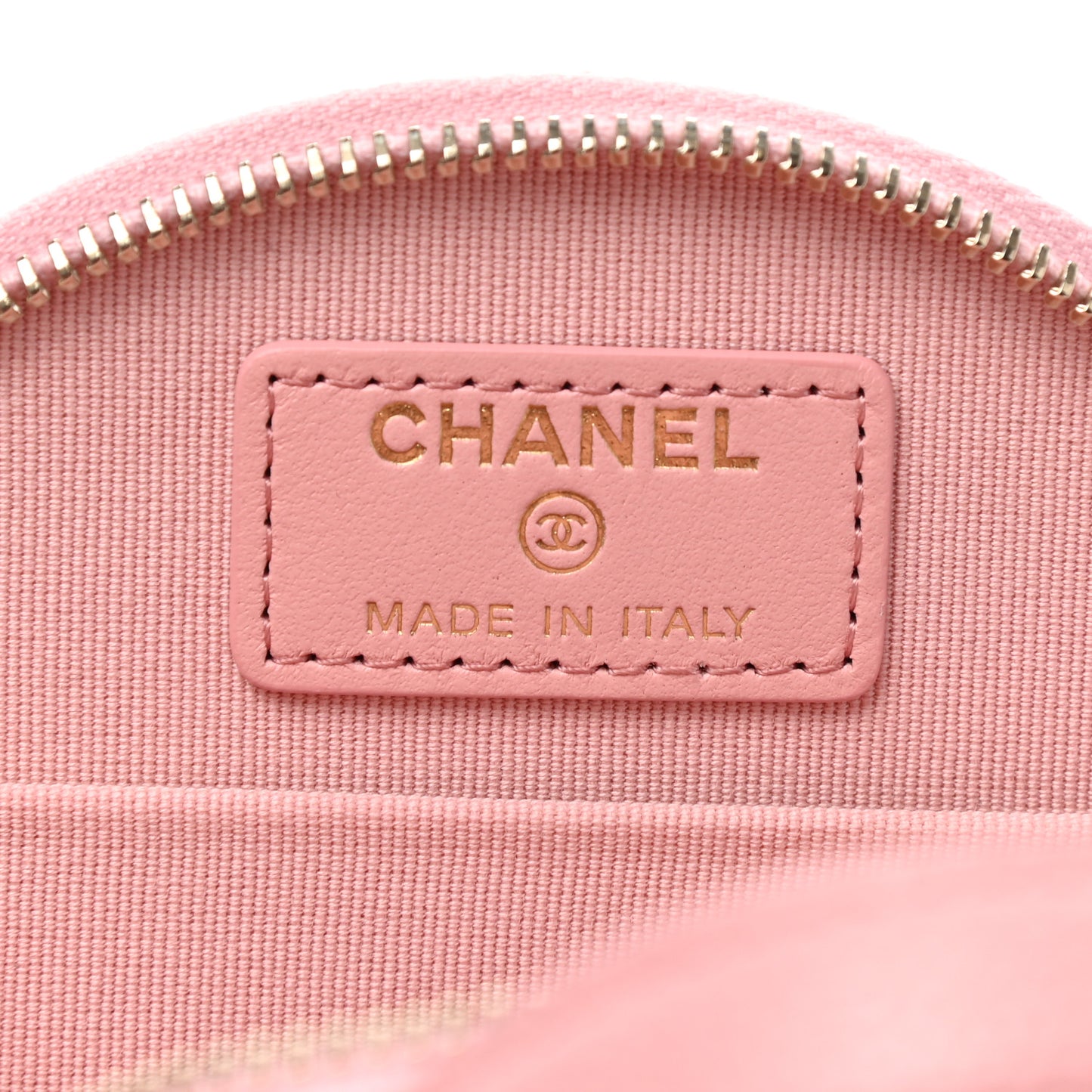 Caviar Quilted Round Handle With Care Vanity With Chain Pink