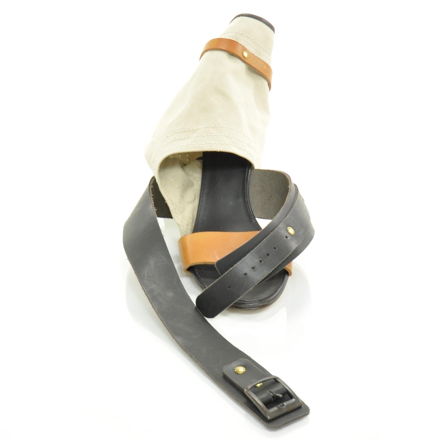 Chloe Canvas and Leather Cutout Sandals 37 5 of 7