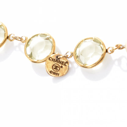 Chanel Crystal Pearl Sautoir Long Necklace Green 1981 4 of 5