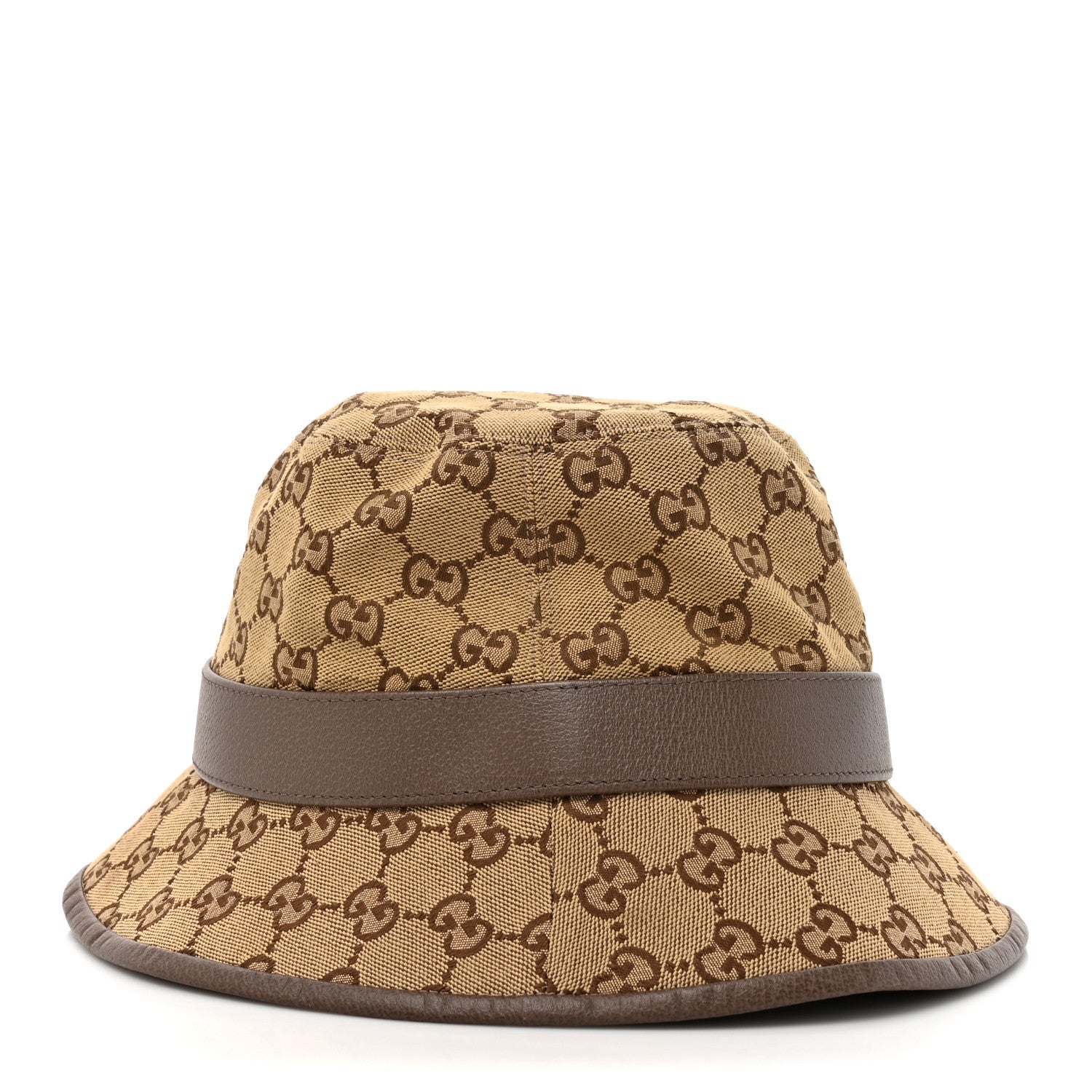 Gucci Monogram Textured Dollar Calfskin GG Jago Bucket Hat L Cacao Beige 5 of 10