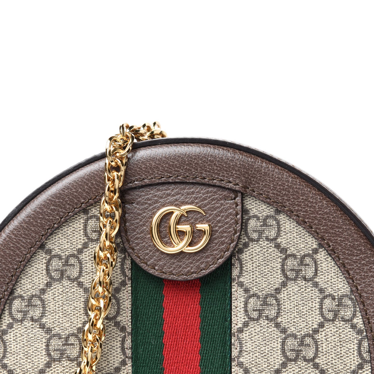 GG Supreme Monogram Web Mini Ophidia Round Shoulder Bag Brown
