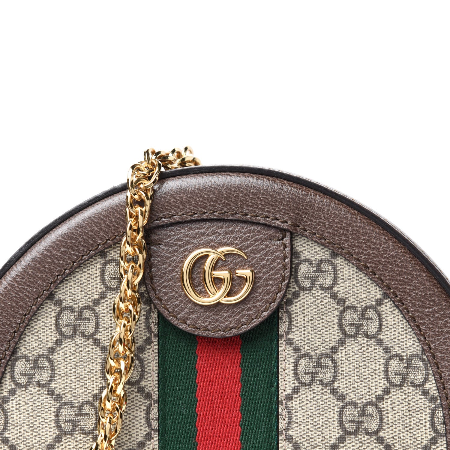 Gucci GG Supreme Monogram Web Mini Ophidia Round Shoulder Bag Brown 9 of 9
